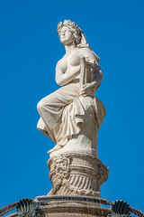 Obraz premium Statues of beautiful women as musicians and singers of State Opera fountain in Vienna, Austria, details, closeup