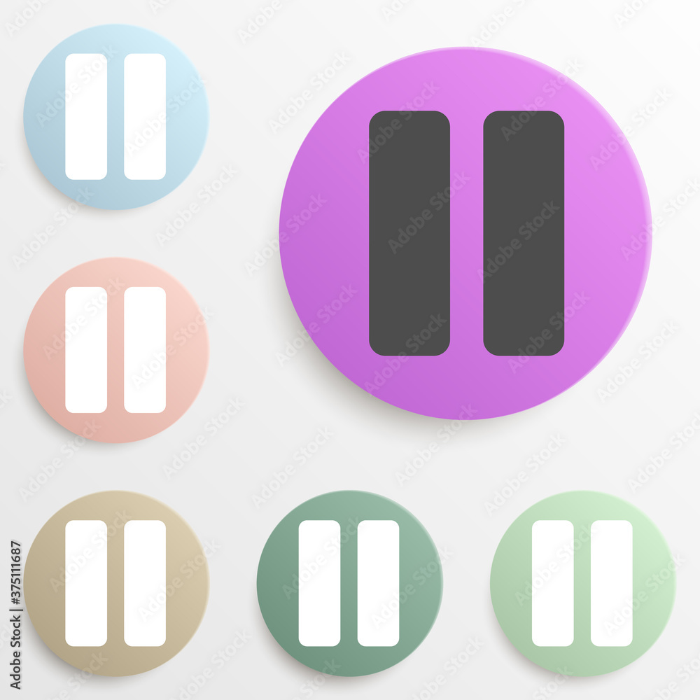 Poster pause sign badge color set. simple glyph, flat vector of web icons for ui and ux, website or mobile 