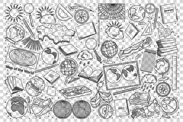 Geography doodle set