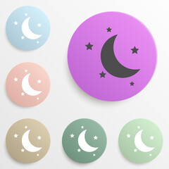 half moon and stars badge color set. Simple glyph, flat vector of web icons for ui and ux, website or mobile application