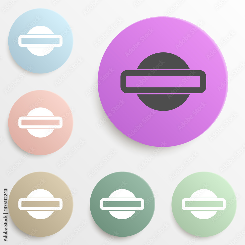 Poster prohibition sign badge color set. simple glyph, flat vector of web icons for ui and ux, website or m