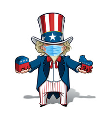 Uncle Sam Republican n Democratic - Surgical Mask