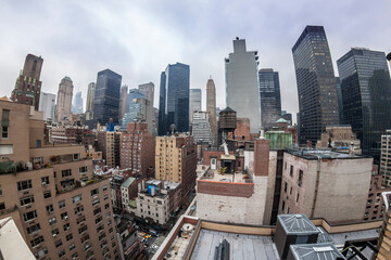 New York skyscrapers from a rooftop