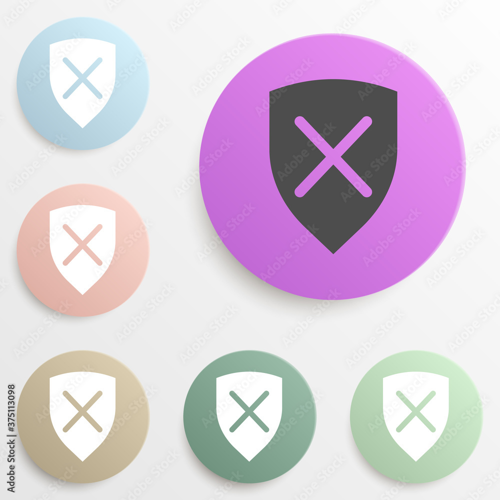Poster shield cross badge color set. simple glyph, flat vector of web icons for ui and ux, website or mobil