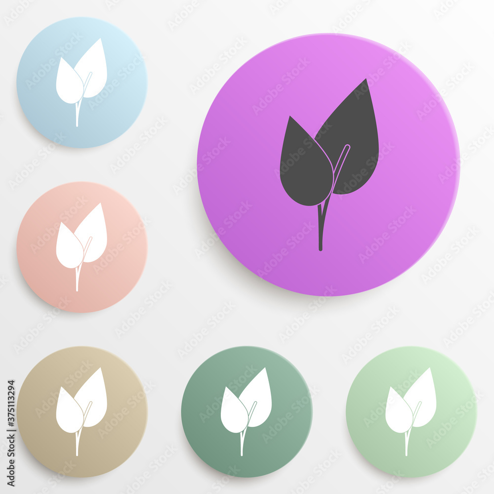 Poster plant leaf badge color set. simple glyph, flat vector of web icons for ui and ux, website or mobile 