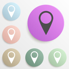 pin on the map badge color set. Simple glyph, flat vector of web icons for ui and ux, website or mobile application