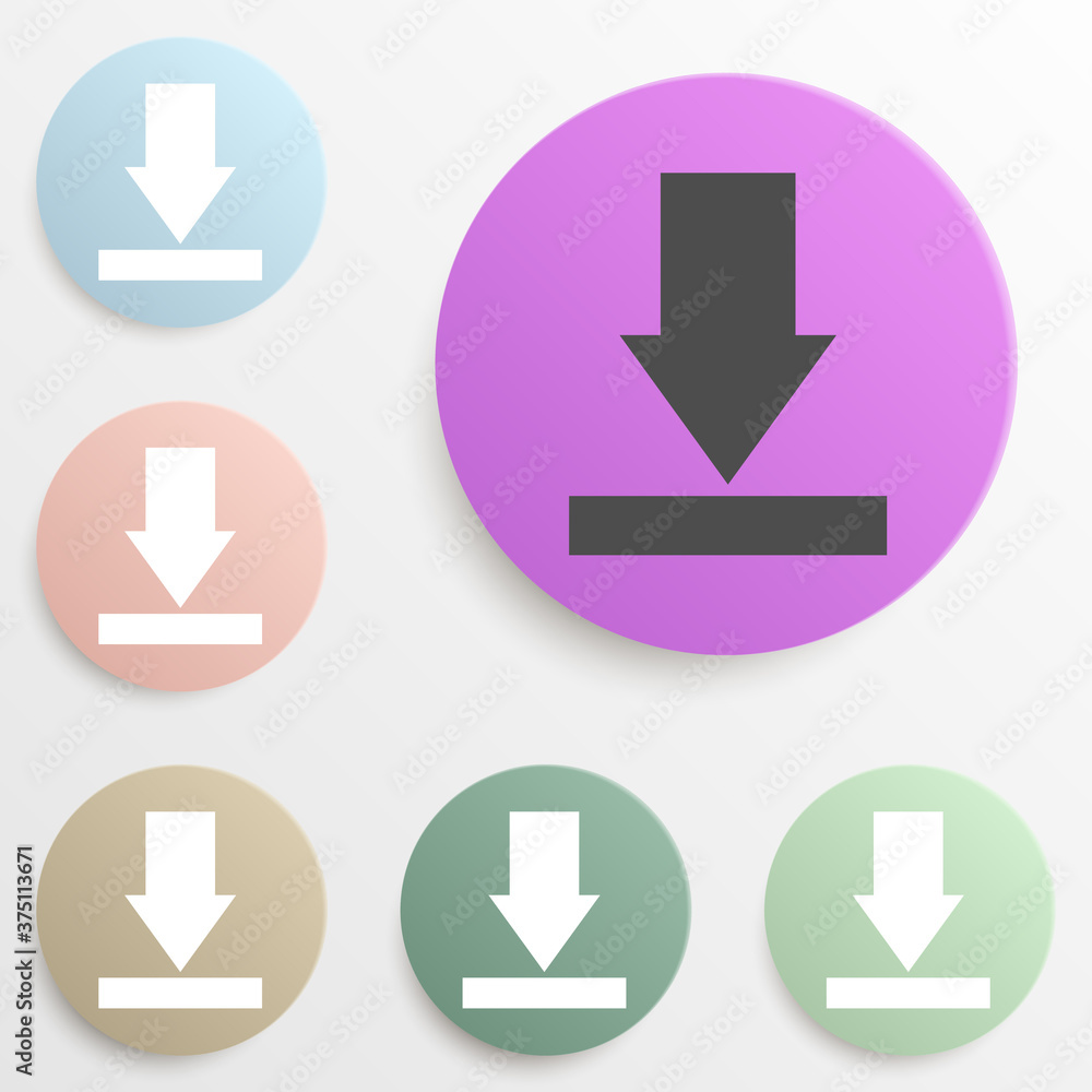 Poster arrow to down badge color set. simple glyph, flat vector of web icons for ui and ux, website or mobi