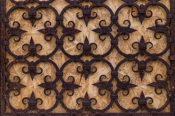 Rusty metal decorative window grille background - Vintage details