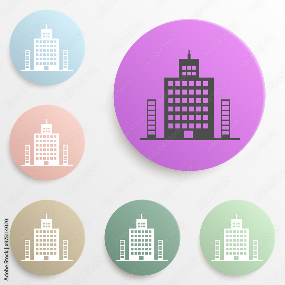 Poster high building badge color set. simple glyph, flat vector of web icons for ui and ux, website or mobi