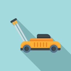Gasoline lawn mower icon. Flat illustration of gasoline lawn mower vector icon for web design
