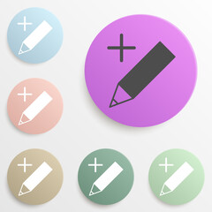 pen plus badge color set. Simple glyph, flat vector of web icons for ui and ux, website or mobile application