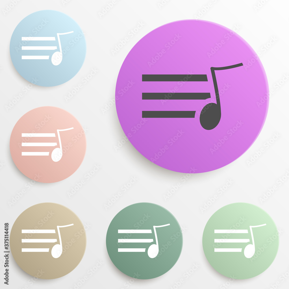 Aufkleber sign musical sheet badge color set. simple glyph, flat vector of web icons for ui and ux, website or