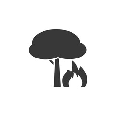 Fire and tree. Isolated icon. Weather glyph vector illustration
