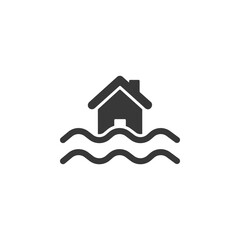 Flood. Isolated icon. Weather glyph vector illustration