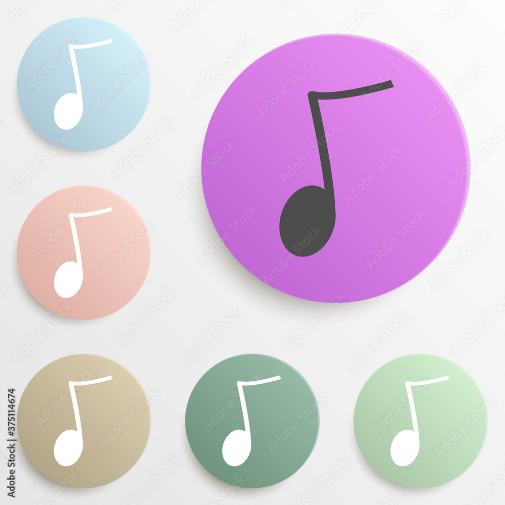 Poster musical note badge color set. simple glyph, flat vector of web icons for ui and ux, website or mobil