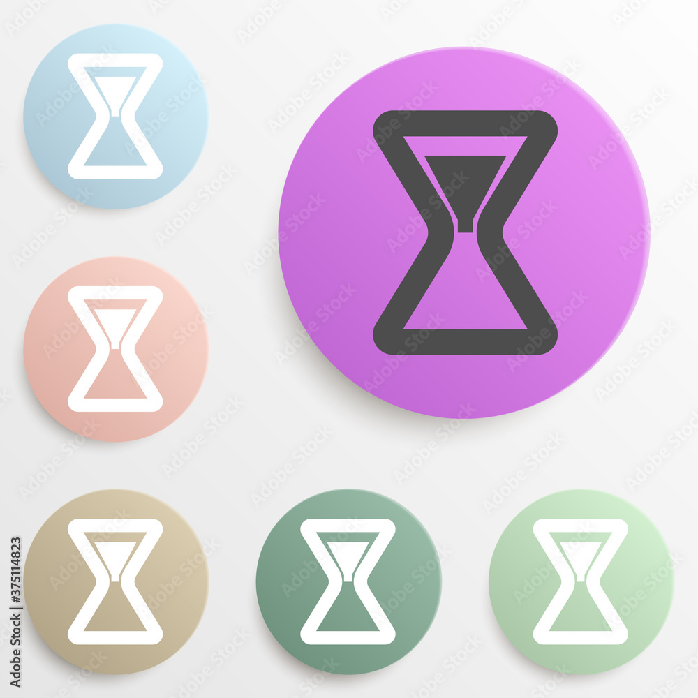 Poster hourglass badge color set. simple glyph, flat vector of web icons for ui and ux, website or mobile a