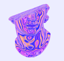 Holographic fragmentary bust in bitmap pixel art style. 