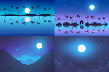 Vector banners set with polygonal landscape illustrations - 375115096