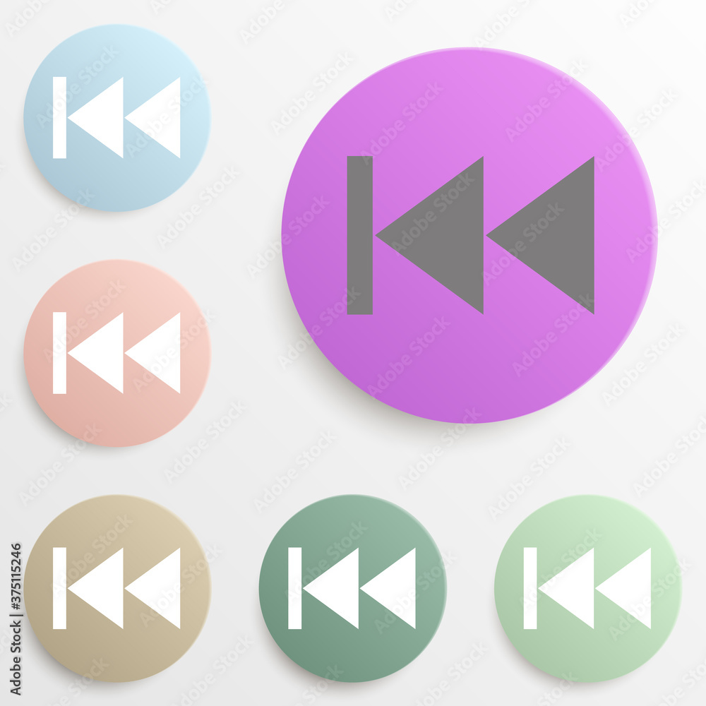 Poster previous music badge color set. simple glyph, flat vector of web icons for ui and ux, website or mob