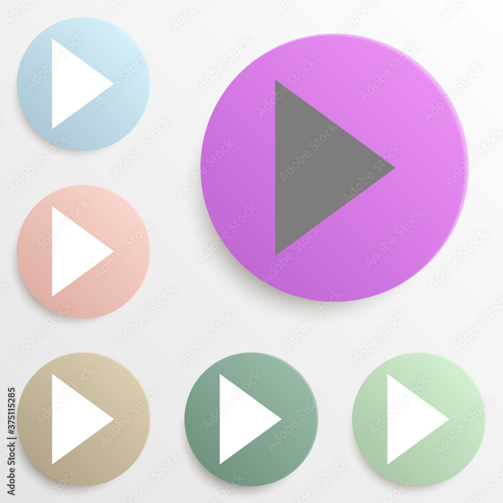 Poster play badge color set. simple glyph, flat vector of web icons for ui and ux, website or mobile applic