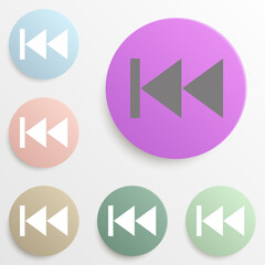 Previous music badge color set. Simple glyph, flat vector of web icons for ui and ux, website or mobile application