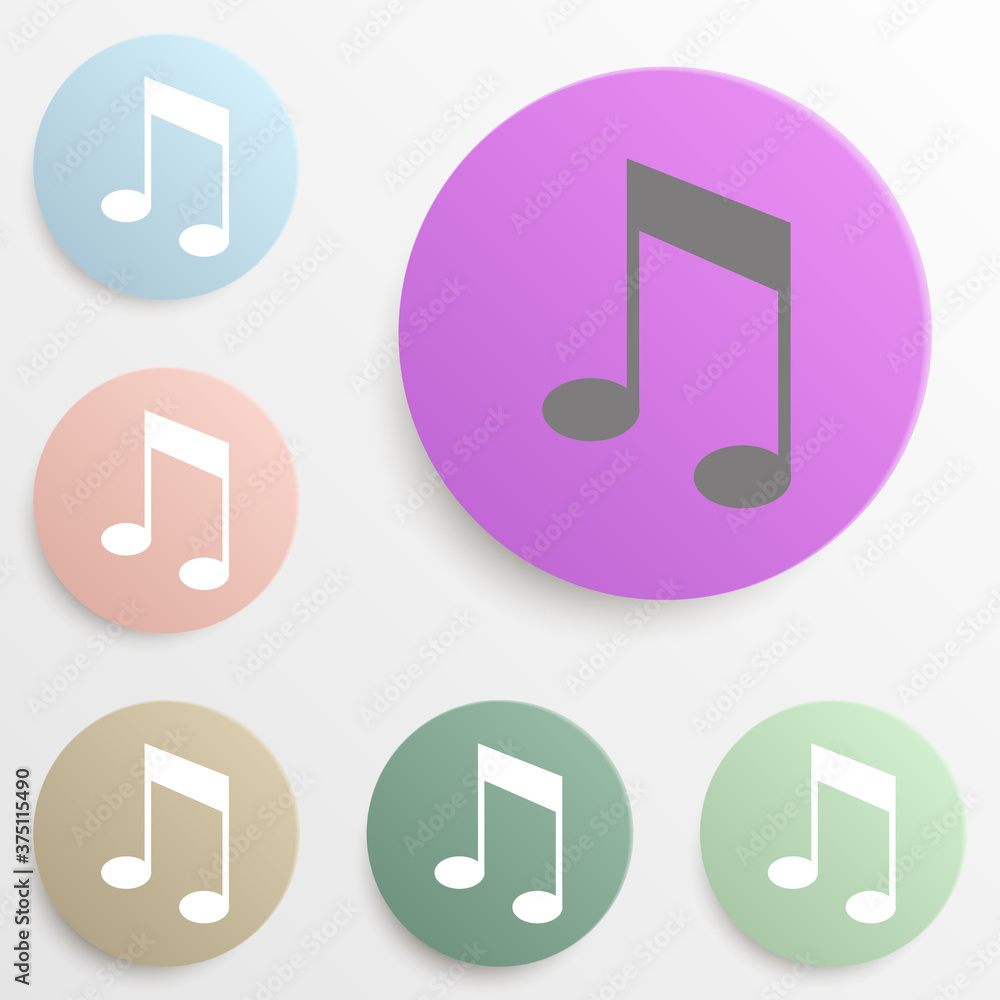 Poster music note badge color set. simple glyph, flat vector of web icons for ui and ux, website or mobile 