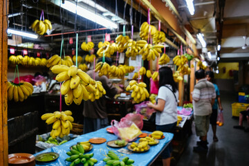 Lots of bananas on a street market in Malaysia