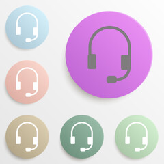 Headset. Headphones with microphone badge color set. Simple glyph, flat vector of web icons for ui and ux, website or mobile application
