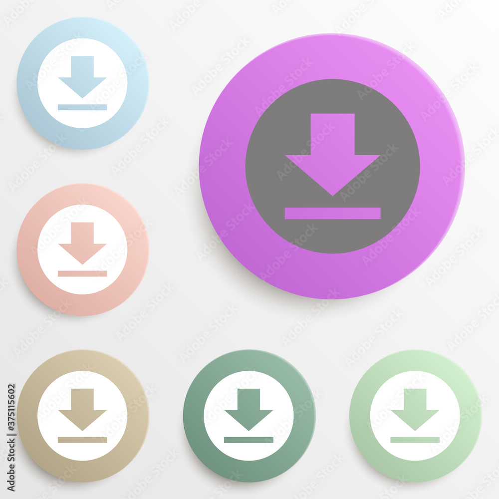Poster download logo badge color set. simple glyph, flat vector of web icons for ui and ux, website or mobi