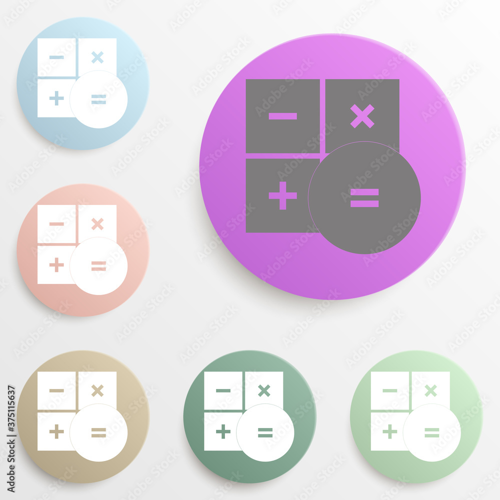 Poster calculator sign badge color set. simple glyph, flat vector of web icons for ui and ux, website or mo