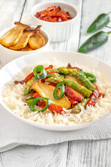 Spicy king oyster mushroom stir-fry