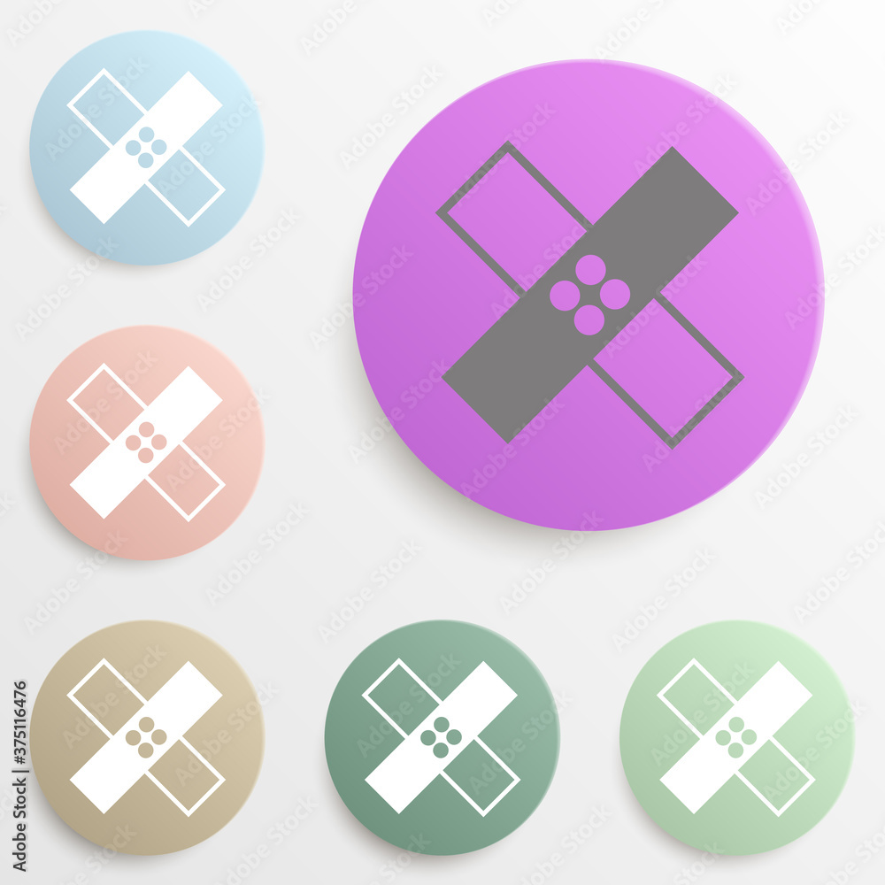 Poster healing sign badge color set. simple glyph, flat vector of web icons for ui and ux, website or mobil