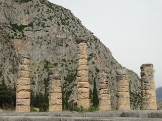 Ruined ancient sanctuary Delphi, also called Python, in Greece in summer. The?ancient...