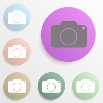 Camera badge color set. Simple glyph, flat vector of web icons for ui and ux, website or mobile application