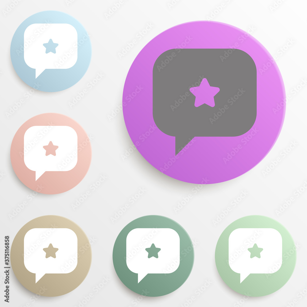 Poster star in message badge color set. Simple glyph, flat vector of web icons for ui and ux, website or mobile application