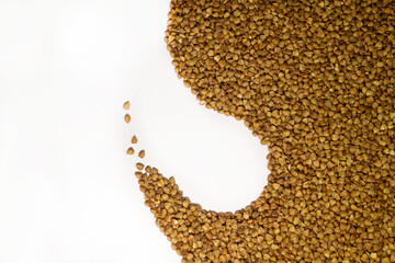 Buckwheat close-up on a white background