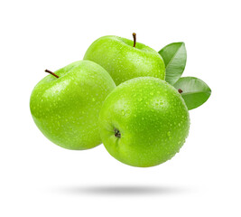  Green apple on white background