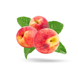 Ripe peach fruit on white background
