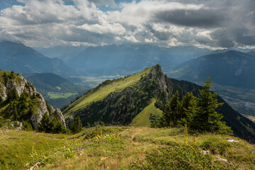 Obraz premium View on Alps from the Berneuse mountain, Switzerland 