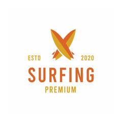 surfing silhouette premium Vector Logo illustration vacation design