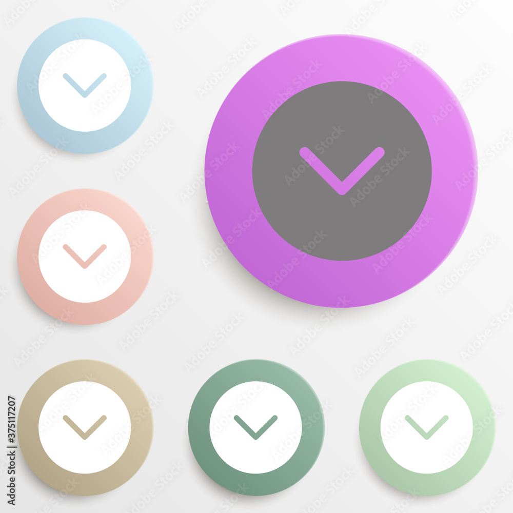 Poster check ok badge color set. simple glyph, flat vector of web icons for ui and ux, website or mobile ap