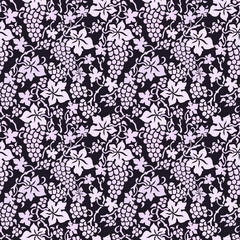 Seamless black and white pattern with vine and pitchers. Beautiful ornament for design. Vector print