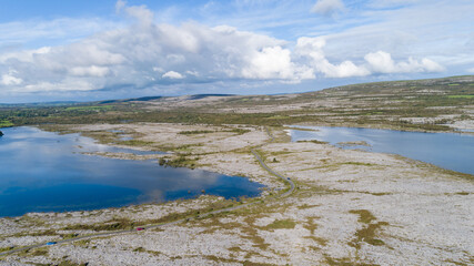 scenic rocky landscape of the burren national park in county clare, ireland.