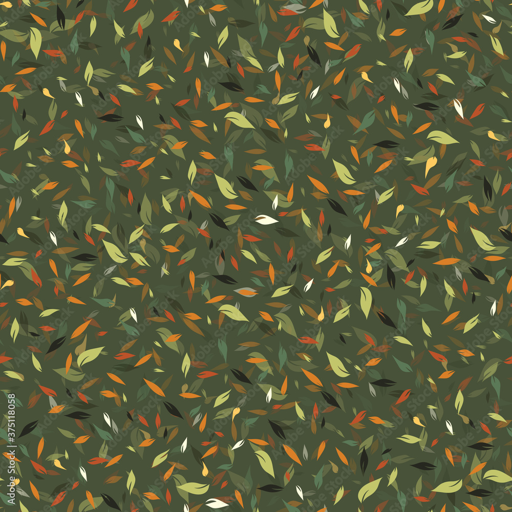 Poster seamless repeating autumn pattern of twigs and leaves