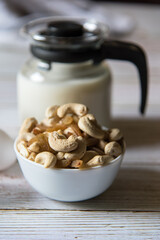 Close up of dry fruits in a bowl with use of selective focus and background blurred