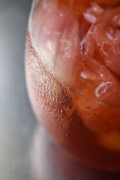 Iced Tea With Grape Fruits Silver Back Ground 