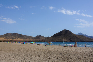 Fototapeta na wymiar Playa de los Genoveses beach. Cabo de Gata Natural Park, Almeria, Spain