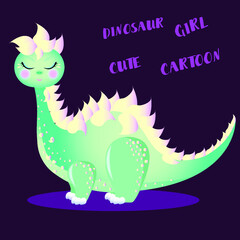 green cartoon dinosaur cute girl