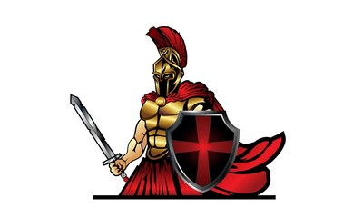 Greek Warrior Cartoon Mascot Vector Illustration Character