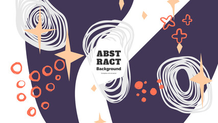 Abstract background illustration. Colorful lines, spots, dots and paint strokes. Decorative symmetric wallpaper, backdrop. Hand drawn texture, decor elements and shapes. Eps10 vector.